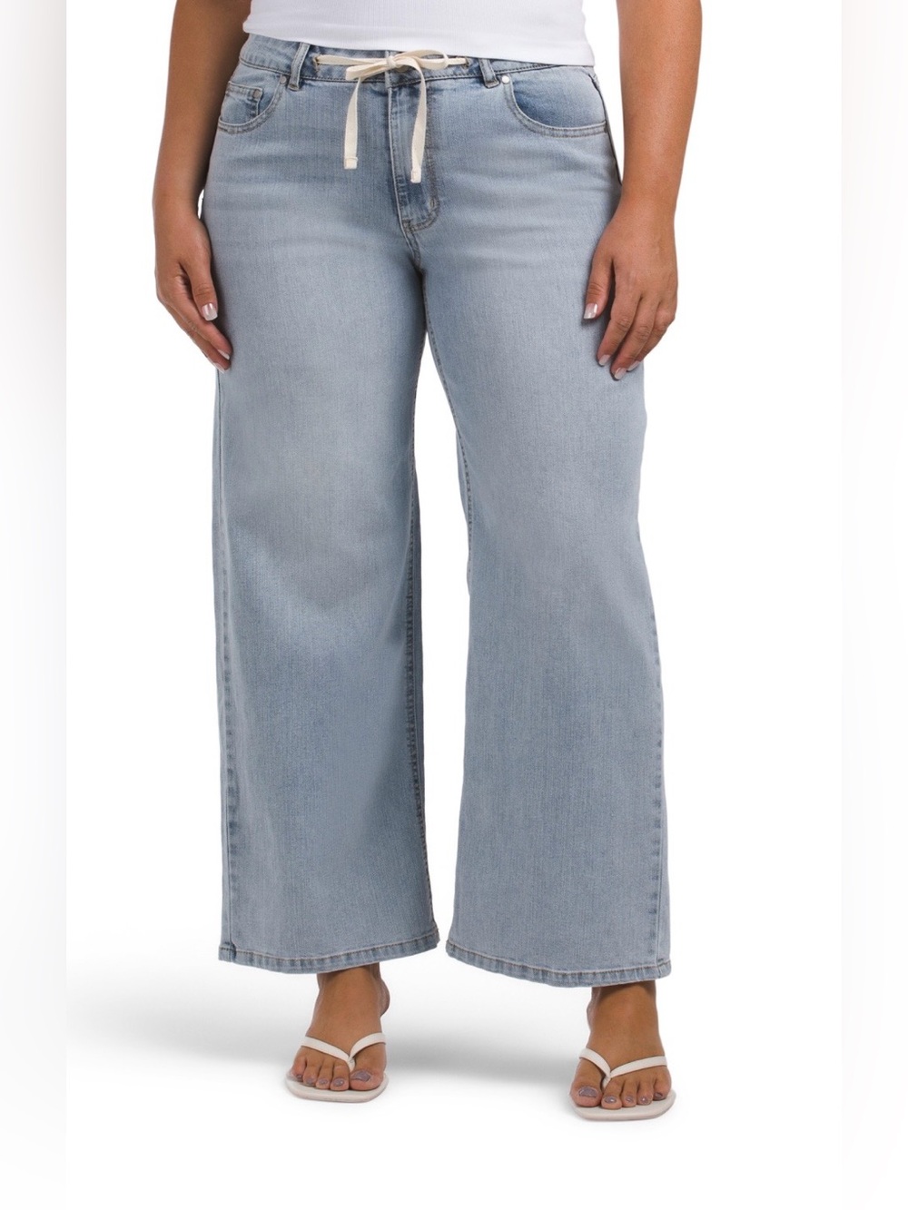 d. jeans High Rise Wide Leg Jeans With Drawstring Waist